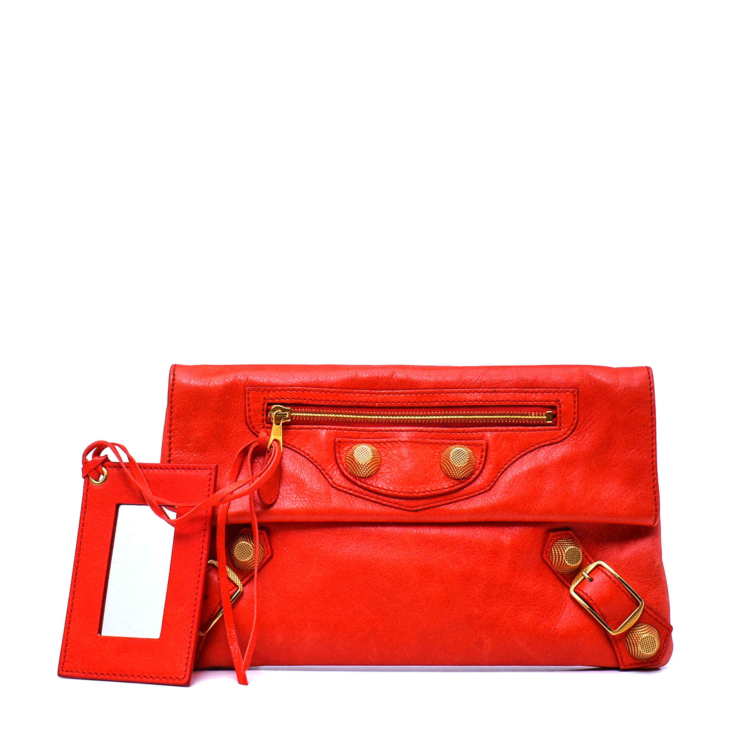 Balenciaga - Red Leather Motorcycle Envelope Clutch